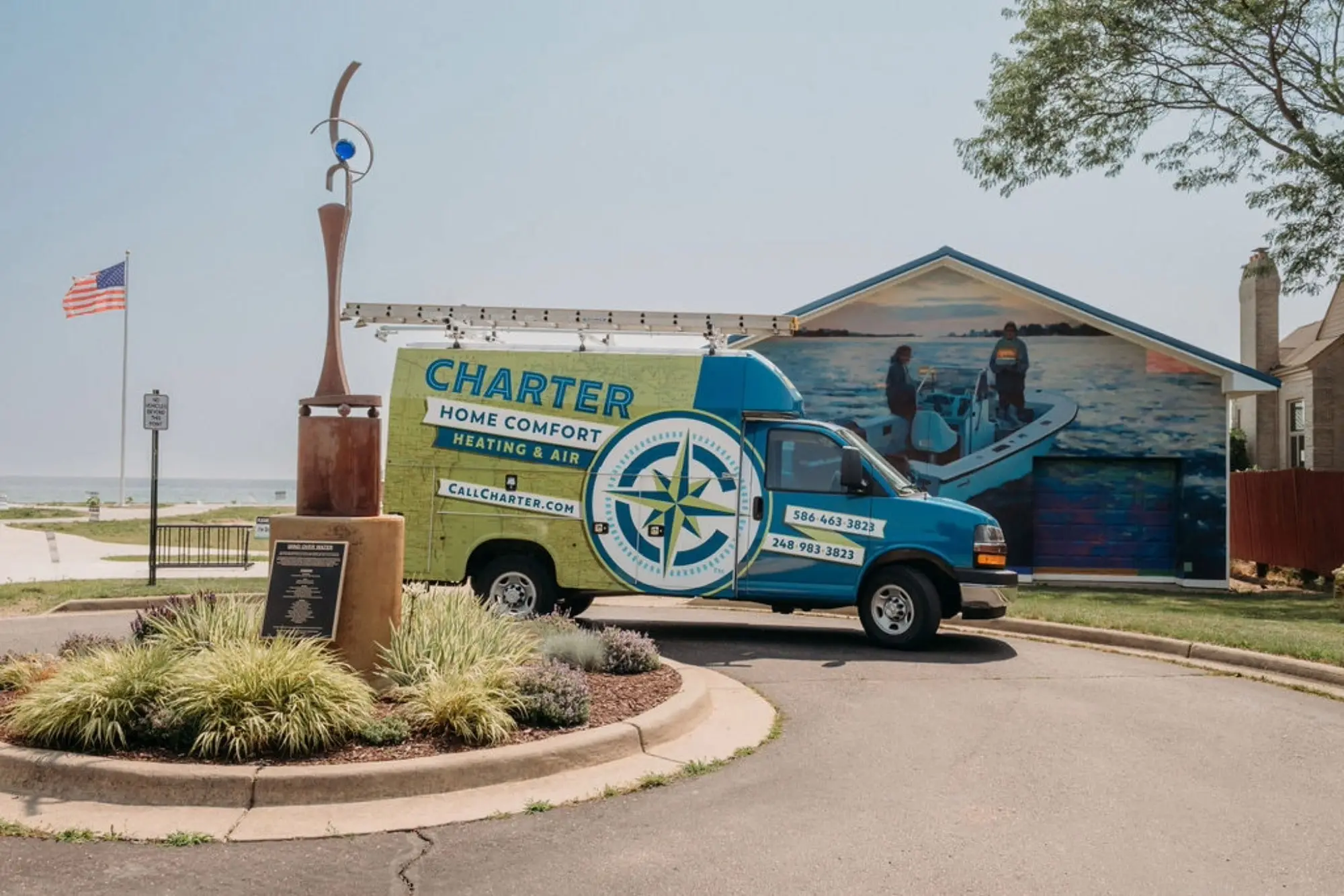 Charter home comfort van Parked by Harrison Township's Waterfront Park Harrison Township, Michigan  